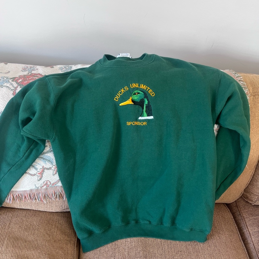 Green XL Duck Crewneck Sweater